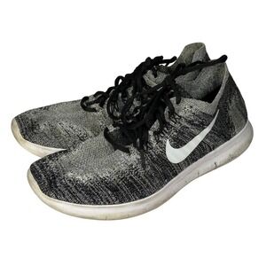 Nike Free RN Flyknit 2017 Womens 10 Black White Running Trainer Gym Athleisure